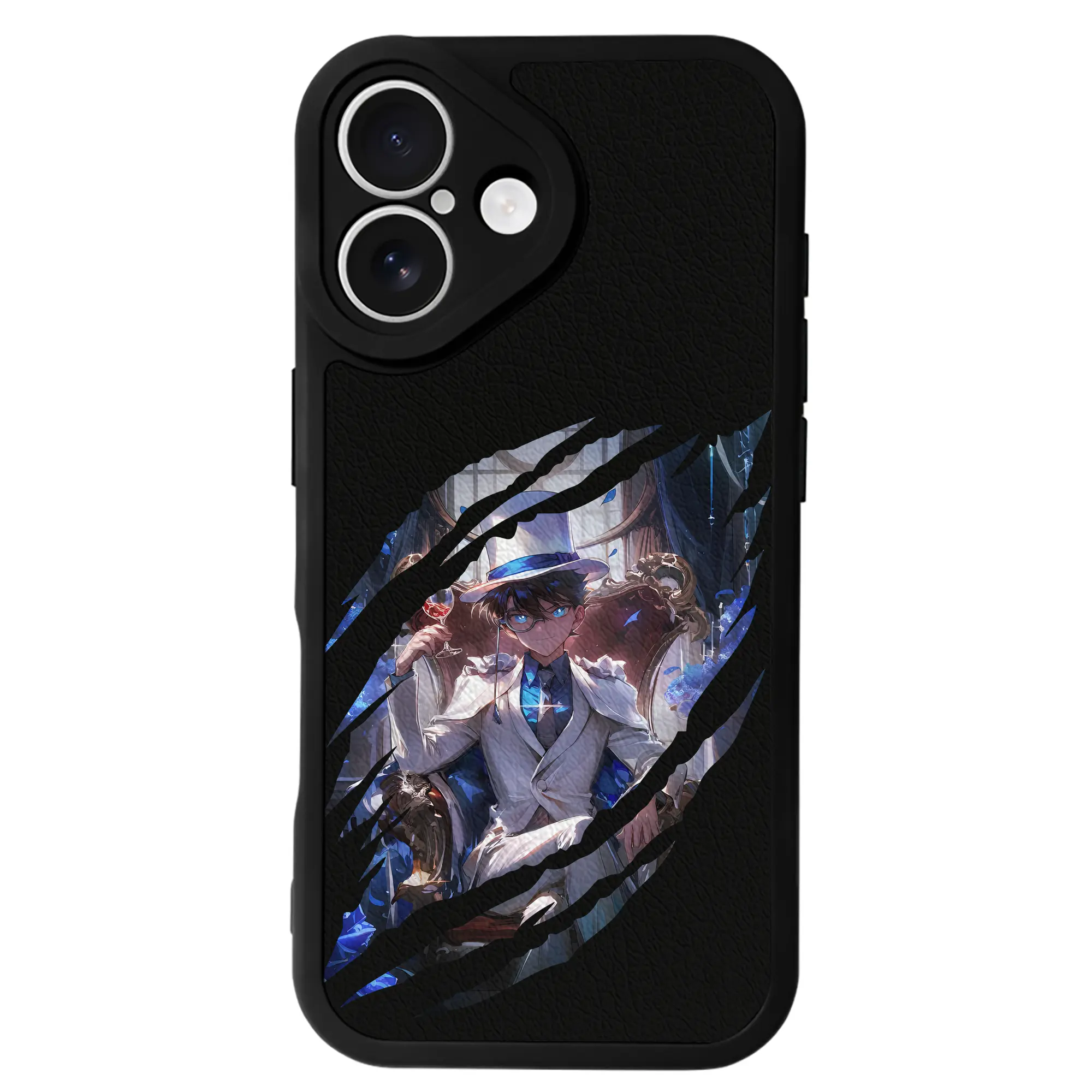 名探偵コナン グッズ 江戸川 コナン - IPhone 16シリーズ対応 ・ シリコンスマホケース ・ レザー調 ・ 高精度フィット ・ 耐衝撃 ・ ワイヤレス充電対応 ・ 精密カット